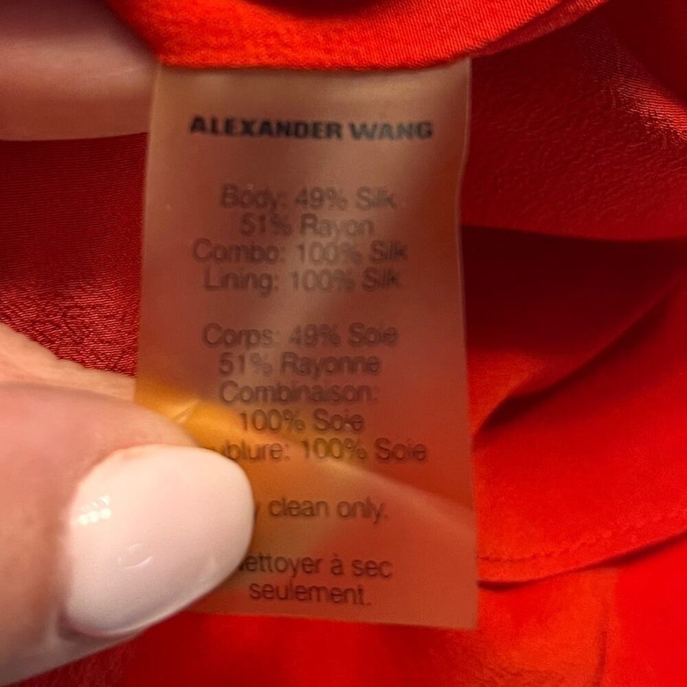 T by Alexander Wang Red Sheer Silk Shirt Dress XS - Picture 7 of 9